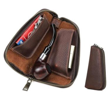 Imagem de CONTACTS Contatos Bolsa Pequena Para Tabaco De Cachimbo Organizador Couro Armazenamento Fumo Acessórios Portáteis Suporte Isqueiro Cachimbos Com Zíper Caixa Viagem