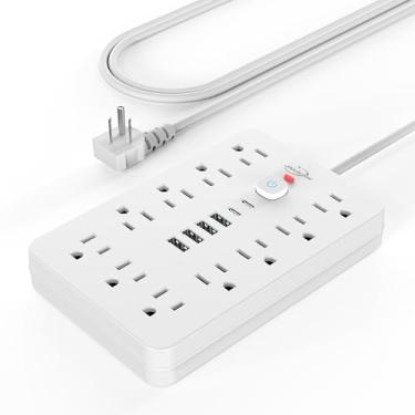 Imagem de Simple Deluxe Protetor De Surtos Jouleloom Com Régua Energia, 11 Tomadas, 4 Portas Usb E 2 C, Cabo Extensão 1,5 M, Plugue Plano, Montagem Em Parede, Estação Carregamento Mesa Proteção Contra Sobreca