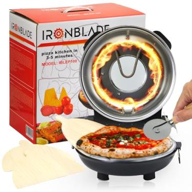 Imagem de EMB Forno Elétrico Para Pizza Ironblade Series Iblep100, Aquece Até 800 °F, Assada Em A Lenha De 12", Controle Calor Ajustável, Design Bancada Um Cozimento Caseiro Perfeito E Fácil Limpar, Plugue 3