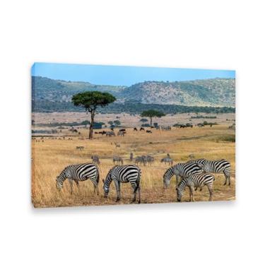 Imagem de Imagens de animais em preto e branco para decoração de parede Um rebanho de zebras na savana africana impressão de cavalo imagem de tela pintura de parede zebra decoração de parede para sala de estar