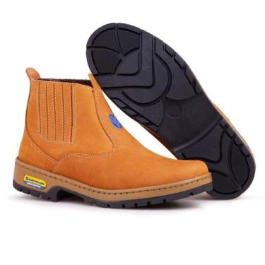 Imagem de Bota Botina Masculina New Holland Couro Legítimo Amarelo Elástico Sola