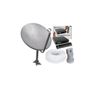 Imagem de Kit Receptor B7 Century + Antena KU + LNBF Simples + Cabo