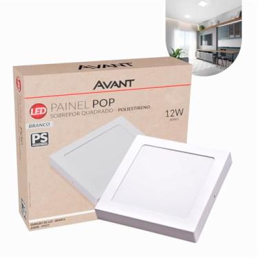 Imagem de Painel LED Sobrepor Quadrado Avant, 12W, 6500K, Luz Branca Fria, 15x15cm, Bivolt, Avant, Cor Branco