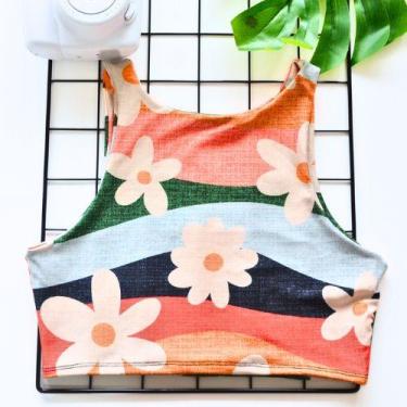 Imagem de Cropped Regata em Suplex Flores Curta Unissex Feminina Lush, Único