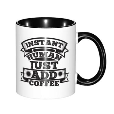 Imagem de Instant Human Just Add Coffee 2 Caneca de café engraçada novidade xícara de chá de cerâmica segura para micro-ondas 325 ml copo ideal para escritório e casa para homens e mulheres