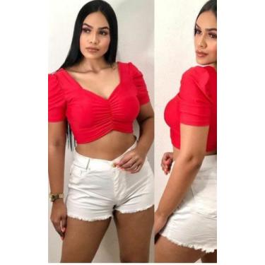 Imagem de blusa feminina manga princesa bufante drapeado na frente - moda filo, 