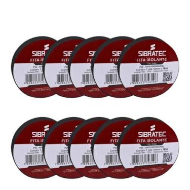 Imagem de 10 fita isolante sibratec preta de 19mm x 10mt