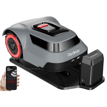 Imagem de Redkey Cortador de grama robô MGC1000 com fios de limite de 180 m para 0,25 acre (1/4 acre), inclinação de 45°, tempo de execução de 70 minutos, recarga automática, cortador de grama robótico