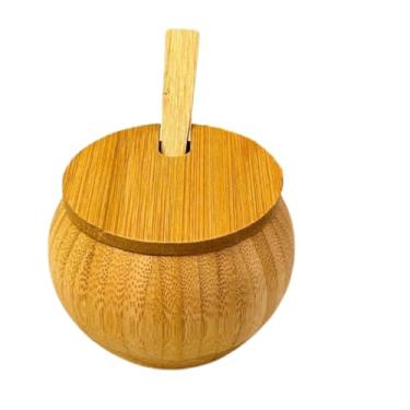 Imagem de Açucareiro De Bambu Com Tampa e Colher | Elegante Ecológico e Funcional 8,5cm x 7cm