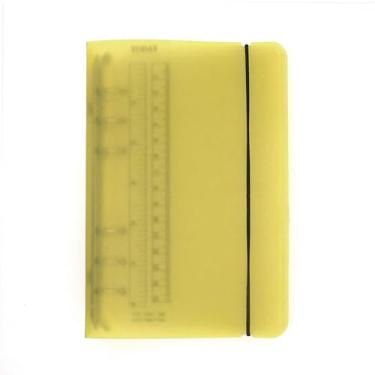 Imagem de A6 / A5 6 furos capa PP colorida redonda anel vista Pasta de arquivo para protetores de folha solta/protetor de capa de fichário (Yellow, A6 mini set)