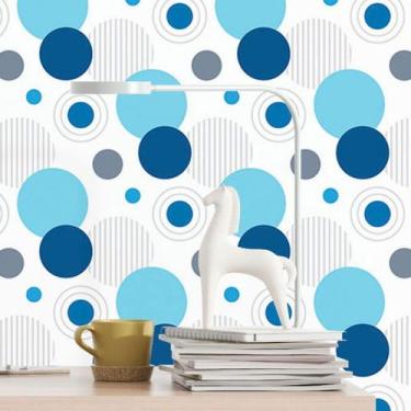 Imagem de Papel de Parede Adesivo Geométrico Circulos N016068 0,58x3M - Adesivo 