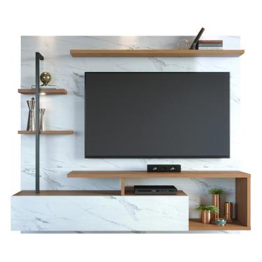 Imagem de Home Suspenso Maragogi para TV até 58” - Colibri Calacatta/Freijó/Branco Neve