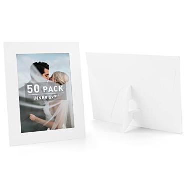 Imagem de Golden State Art Pacote Com 50 Porta-Retratos De Papel 5X7 Cavalete, Cartões Para Porta-Retratos, Papelão Faça Você Mesmo (Branco)