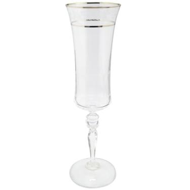 Imagem de Jogo de 6 taças para champanhe decorada em cristal ecológico platinum rim 190ml A25cm - Full Fit