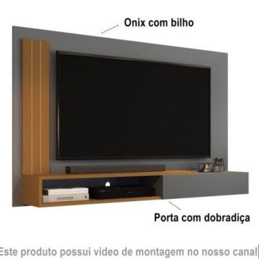 Imagem de Painel Sala De Estar Estante De Parede P/ Tv Até 50" Com Porta E Nicho