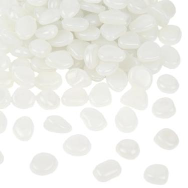 Imagem de SOFPLATE 1 caixa, 100 peças, pedras brilhantes, decoração de aquário, rochas de aquário, cascalho de resina branca, pedras decorativas luminosas para jardim, paisagismo, caminho, garagem, exterior