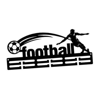 Imagem de Colaxi Suporte para medalhas, prateleira para exibição de troféus, para esportes, corrida, ginástica, fácil de instalar, suporte de medalhas de metal, cabide, Futebol