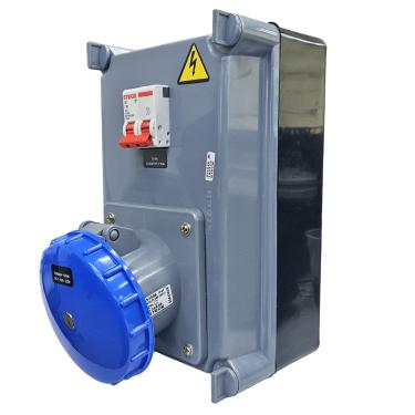 Imagem de Quadro Sobrepor C/ Disj. Bip. SD C63A + 1 Tomada Ind. S3546 IP-40 Cód. S310109 – Steck