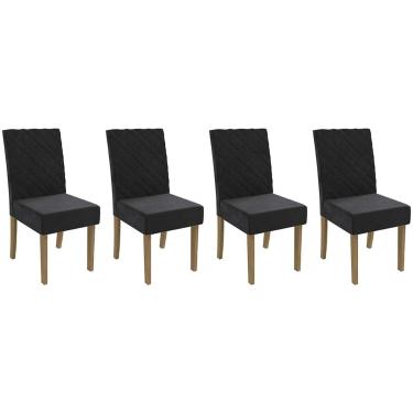 Imagem de Kit 2 Cadeiras de Cozinha 2CAD133FR 4 Un Freijo/Suede Preto A038 - Kappesberg