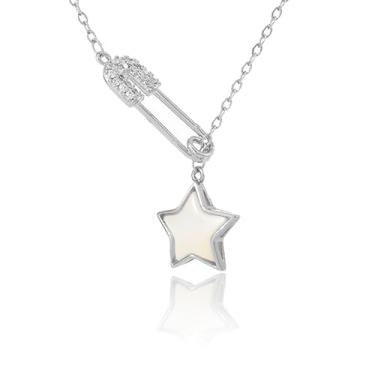 Imagem de Choistily Colar de alfinete de segurança delicado para mulheres, alfinetes de segurança modernos com pingente de coração, colar de clipe de papel para mulheres, presentes de segurança para mulheres