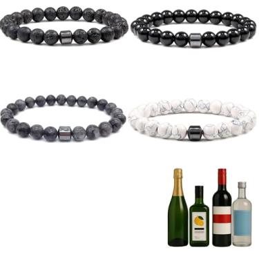 Imagem de TACBSP Pulseira Glame antiálcool para homens e mulheres parar de beber álcool manifestação hematita conjunto de pulseiras ajustáveis para homens mulheres ansiedade alívio estresse presentes, Large