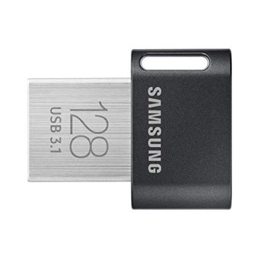Imagem de Samsung Unidade flash USB tipo A da FIT Plus 128 GB, 400 MB/s, leitura de 60 MB/s, unidade flash USB 3.1 compacta com chaveiro, cinza, MUF-128AB/APC