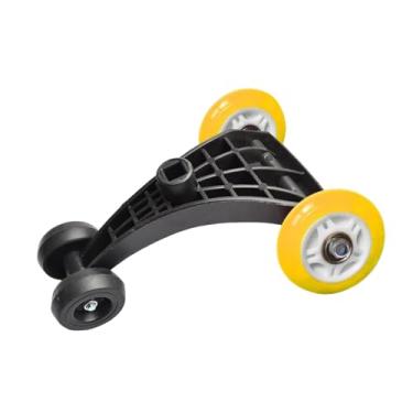 Imagem de MERIGLARE Tripé para carro giratório infantil, carrinho de brinquedo com rodas, acessório com furo quadrado, roda triangular, roda dianteira triangular, Amarelo