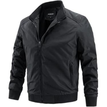 Imagem de Jaquetas Corta-vento Masculinas Esportes Negócios Sólido Simples Slim Fit Jaqueta, Black, 5XL