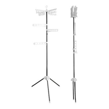 Imagem de Arara Cabideiro De Roupas Chão Suporte Para Pendurar Articulado Portátil Com Braços Giratórios Seca E Organiza