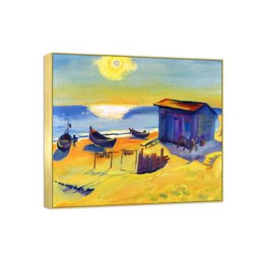 Imagem de Quadro dourado - tela de arte de parede pinturas famosas para sala de estar quarto - sol voltou - decoração de casa moderna 30 x 35 cm 12 x 13 pol