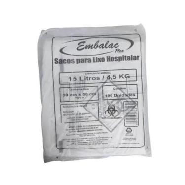 Imagem de Sacos Infectantes P/ Lixo Hospitalar 15l C/ 100 Embalac Flex