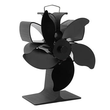 Imagem de aqxreight Fan do Fogão Alimentado por Calor 5 Fan do Fogão da Lâmina 5 Blades Fan de Lareira Sem Bateria Eco Economia Economia de Alta Velocidade Ruído Com Liga de Alumínio para Fogão a