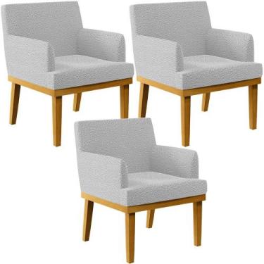 Imagem de Kit 3 Poltronas Decorativas Sala De Estar Recepção Base Mel Beatriz W0