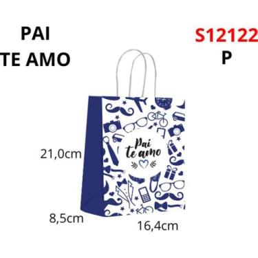 Imagem de Sacola para Presente Decorada Pai TE AMO P 16X21X8CM Pacote com 10 Uni
