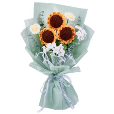 Imagem de INFUNLY Buquês de girassóis de crochê, flores de crochê, buquê de margaridas, floral, feito à mão, tricotado artificial, para mulheres, meninas, presente para o dia das mães, aniversário, casamento