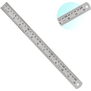 Imagem de Régua Metal Alumínio 30cm Escolar Escritório Profissional - E-commerce