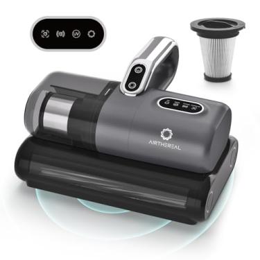 Imagem de AIRTHEREAL M1 - Aspirador de cama 6 em 1 com vibração de alta frequência, rotação de rolo de escova para pó duplo de 80 000 rpm, luz UV-C, sucção de 14 Kpa, sensor de pó, tecnologia