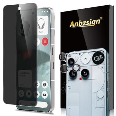 Imagem de Anbzsign [Pacote com 2+2 para Nothing Phone 3 Película de vidro temperado de privacidade e protetor de lente de câmera, antirespião de dureza 9H, película amigável para celular 3 5G.