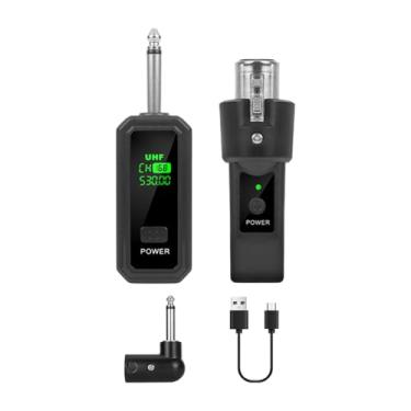 Imagem de predolo Transmissor e receptor de microfone, sem fio, adaptador de microfone de transmissão estável para amplificador de guitarra sem fio, 1 Por 1