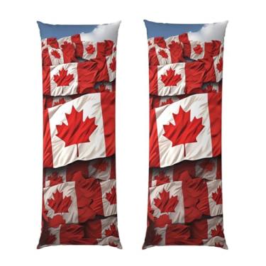 Imagem de Capa de travesseiro corporal com zíper oculto, fronha longa de microfibra macia e respirável para travesseiro corporal, capas de travesseiro com bandeira canadense para presente de dormir 50 x 137 cm