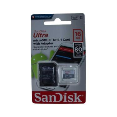 Imagem de MicroSDHC Sandisk Ultra 16GB Com Adaptador
