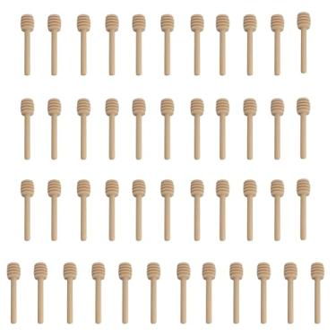 Imagem de heyous 45 peças 8 x 1,9 x 0,8 cm varetas amarelas de madeira para mexer mel para compotas, xarope de açúcar mascavo, carne de chocolate derretido