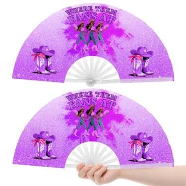Imagem de Pacote com 2 ventiladores de botas no chão, fãs de dança de linha, leques dobráveis de festival grande ocidental, 66 cm (roxo)