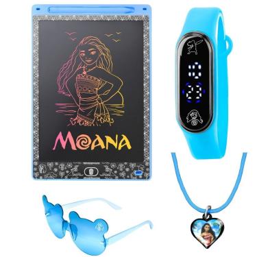 Imagem de Lousa Magina Tablet Moana Led + Oculos Sol Azul Moana Menina Qualidade Premium Prova Dagua Criança