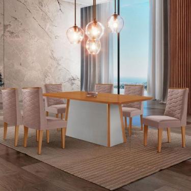 Imagem de Mesa de Jantar Diane 180cm Tampo MDF Laminado com 6 Cadeiras Safira Mo