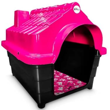 Imagem de Casa toca casinha abrigo pet cachorros ou gatos aconchegante fácil de limpar desmontável e impermeável resistente. Acompanha Colchonete. COR ROSA TAM 5