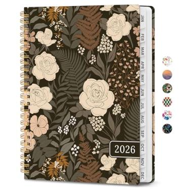 Imagem de Agenda 2026, agenda de planejamento semanal e mensal para mulheres, janeiro de 2026 a dezembro de 2026, livro de agenda de planejamento de capa dura com abas, encadernação em espiral, bolso interno