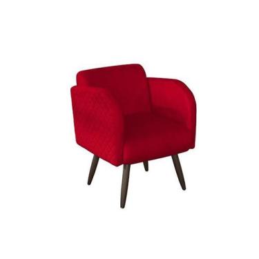 Imagem de Poltrona Decorativa Para Sala Quarto Mia - Suede Vermelho - In-9 Decor