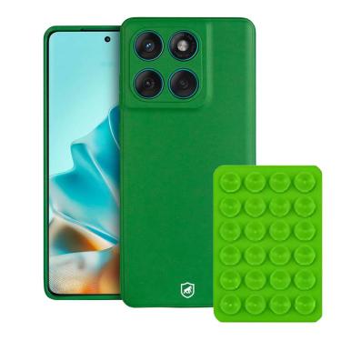 Imagem de Kit Capa Silicon Veloz para Motorola Moto Edge 60 +  Ventosa - Verde - Gshield