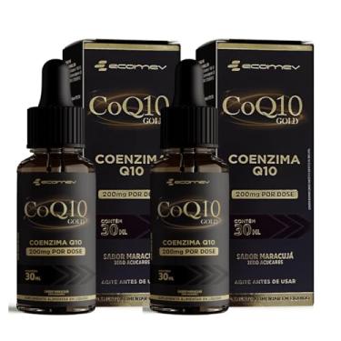 Imagem de Coenzima Q10 200mg + Vitamina E - Gotas Sublingual Vegana 30Ml Sabor Maracujá - Ecomev (Kit 2)